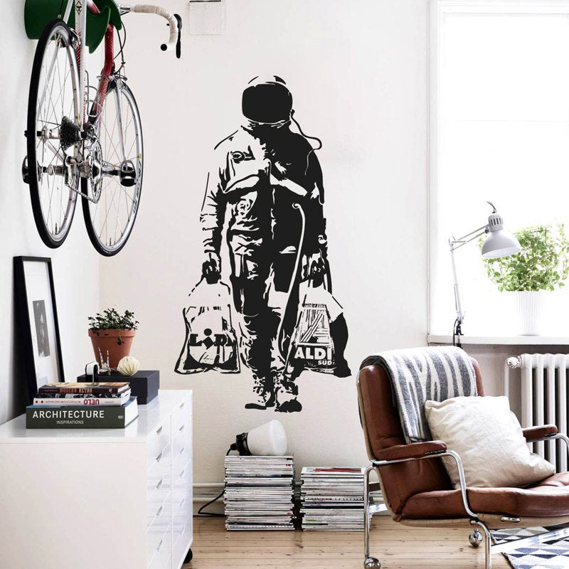 Interior Design With Wallpaper - Wall Decal BANKSY ASTRONAUT Street Art