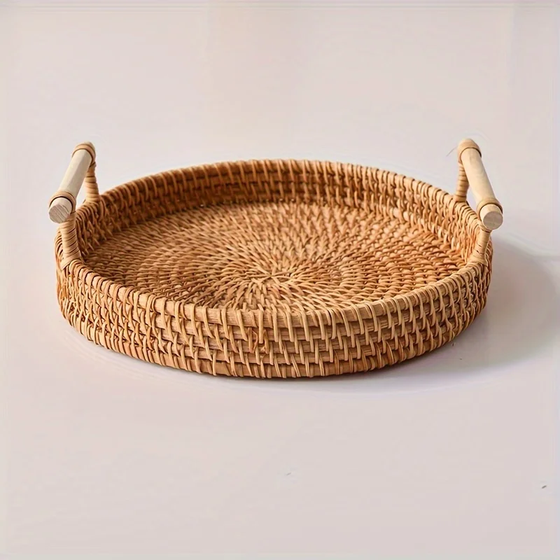 Basket, Handmade Wicker Servin – Rattan Tray Handle Bewertung und Preis