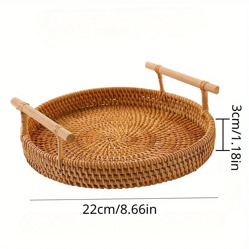 Basket, Handmade Wicker Servin – Rattan Tray Handle Bewertung und Preis