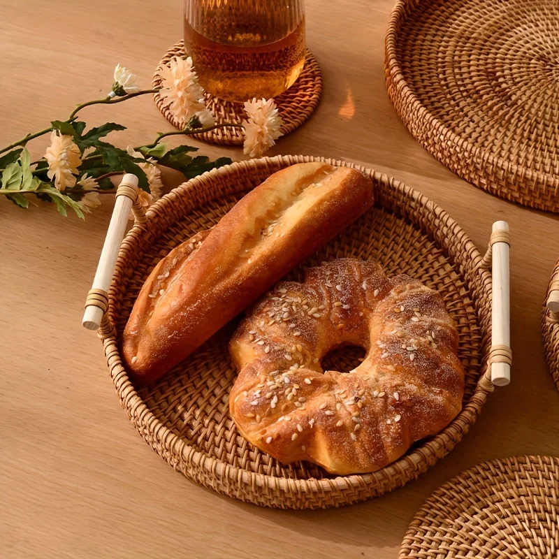 Basket, Handmade Wicker Servin – Rattan Tray Handle Bewertung und Preis