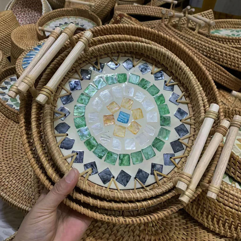 Vintage Handmade Rattan Woven  – Rattan Tray Handle Bewertung und Preis