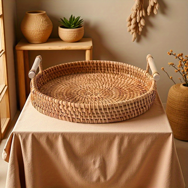 Handmade Rattan Round Tray wit – Rattan Tray Handle Bewertung und Preis