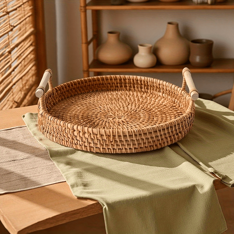 Handmade Rattan Round Tray wit – Rattan Tray Handle Bewertung und Preis