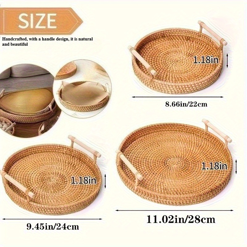 Handmade Rattan Round Tray wit – Rattan Tray Handle Bewertung und Preis