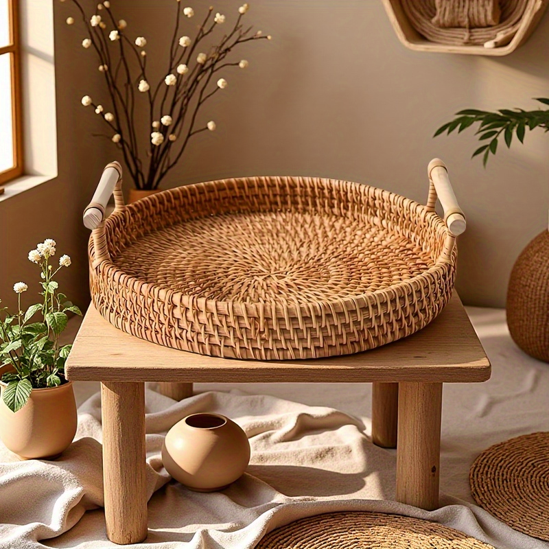 Handmade Rattan Round Tray wit – Rattan Tray Handle Bewertung und Preis