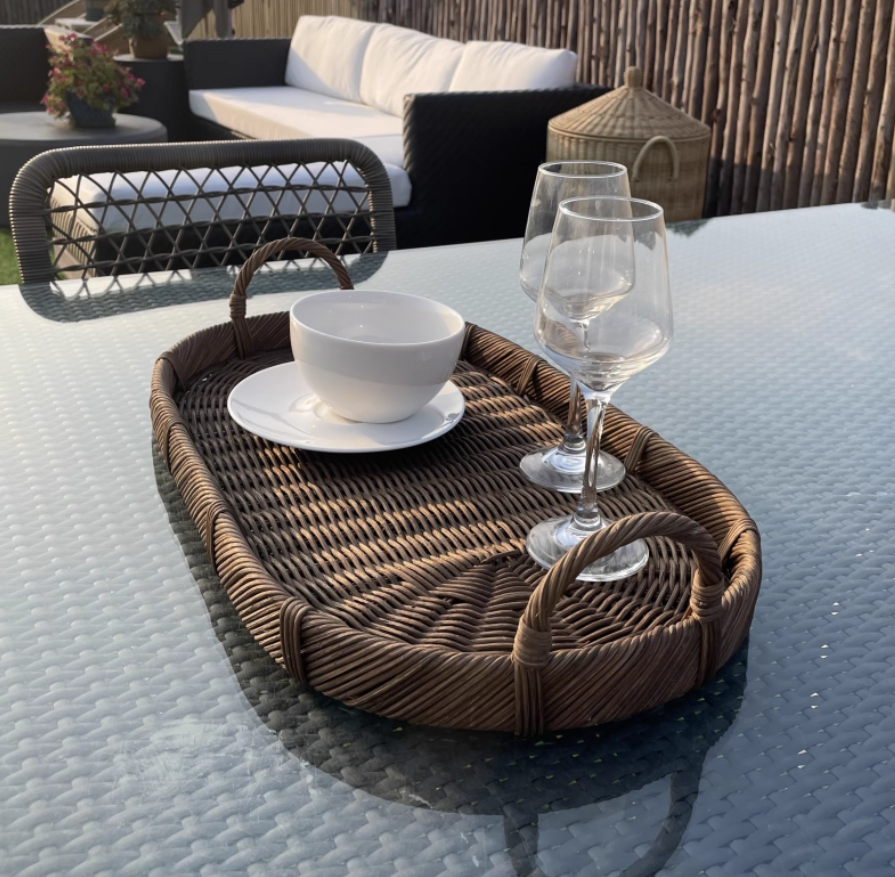 Handmade Woven Rattan Decor Tr – Rattan Tray Handle Bewertung und Preis