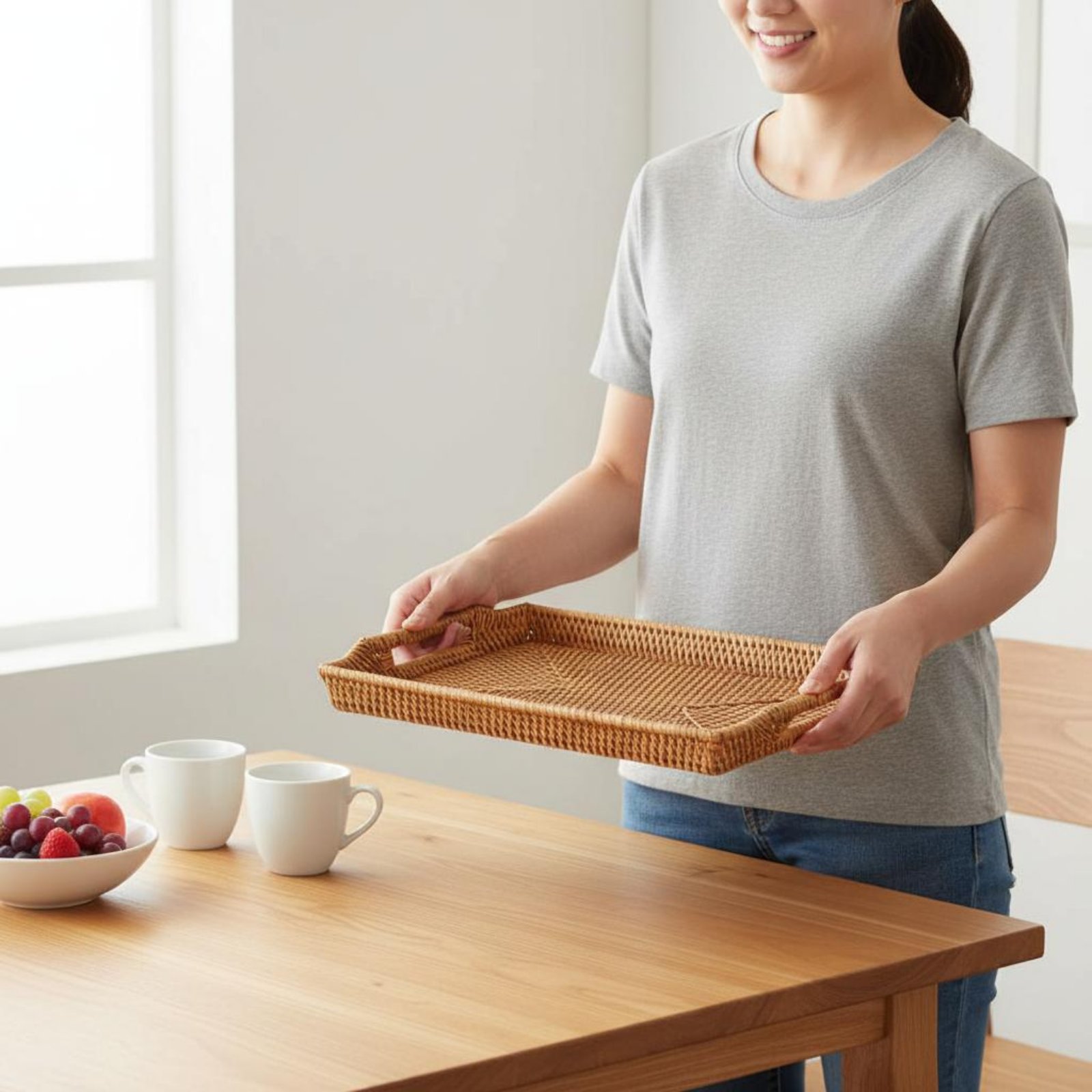 Woven Rattan Tray with Handles – Rattan Tray Handle Bewertung und Preis