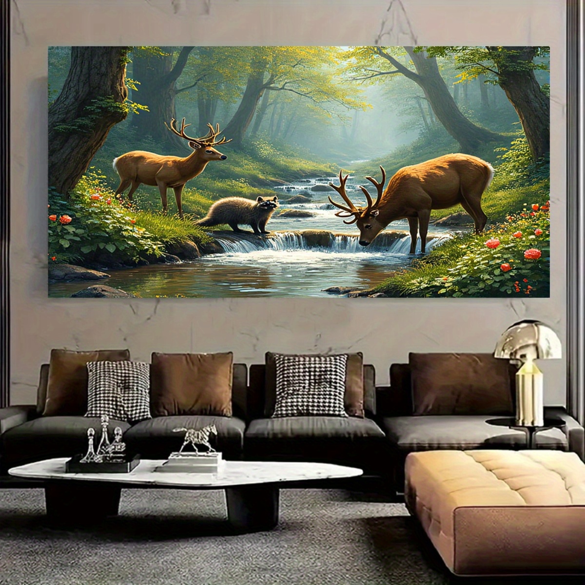 Deer Forest Stream Wall Mural  – Interior Design With Wallpaper Bewertung und Preis