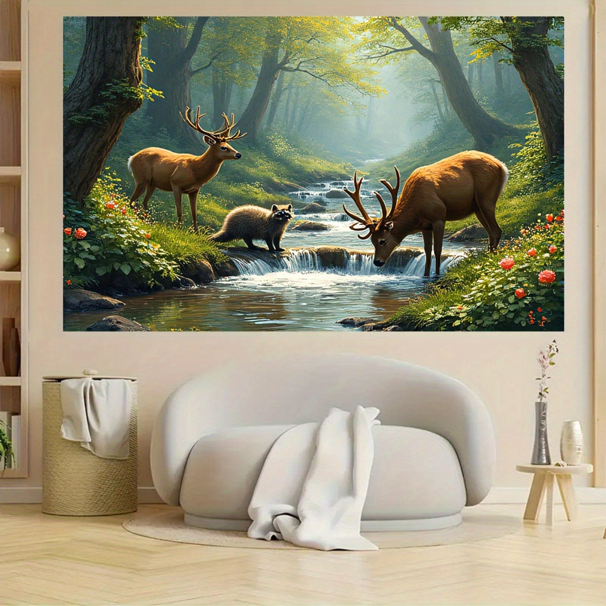 Deer Forest Stream Wall Mural  – Interior Design With Wallpaper Bewertung und Preis